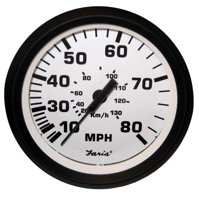 Faria Qualifies for Free Shipping Faria Euro White Speedometer 10- 80 MPH Mechanical #32910