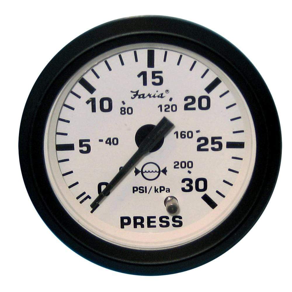 Faria Qualifies for Free Shipping Faria Euro White2" Water Pressure Gauge Kit 30 PSI #12903