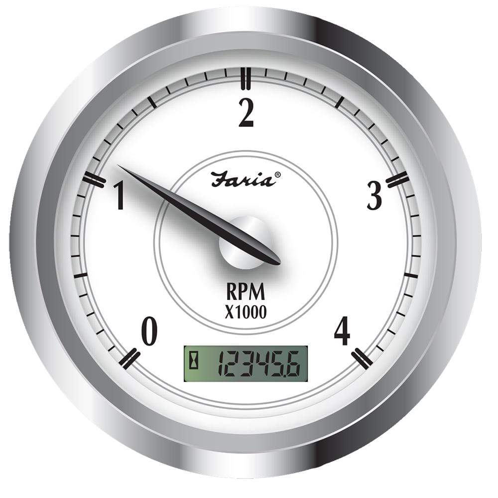 Faria Qualifies for Free Shipping Faria Newport SS 4" Tach with Hourmeter 4000 RPM Diesel #45007