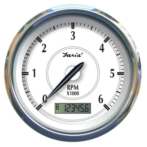 Faria Qualifies for Free Shipping Faria Newport SS 4" Tach with Hourmeter 6000 RPM Gas #45004