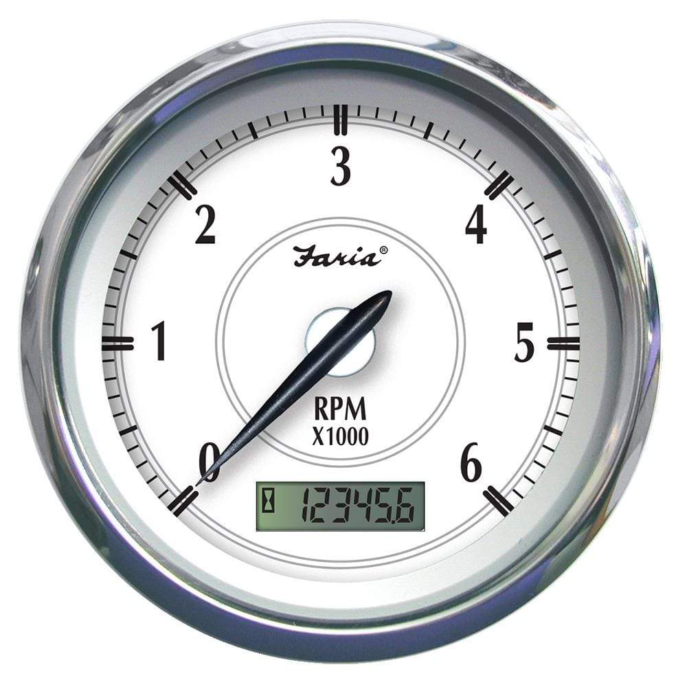 Faria Qualifies for Free Shipping Faria Newport SS 4" Tach with Hourmeter 7000 RPM Gas #45005