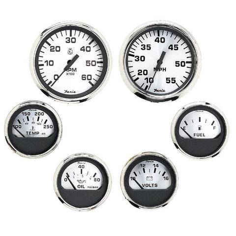 Faria Qualifies for Free Shipping Faria Spun Silver Speed/Tach/Volt/Fuel/Water Temperature/Oil #KTF0184