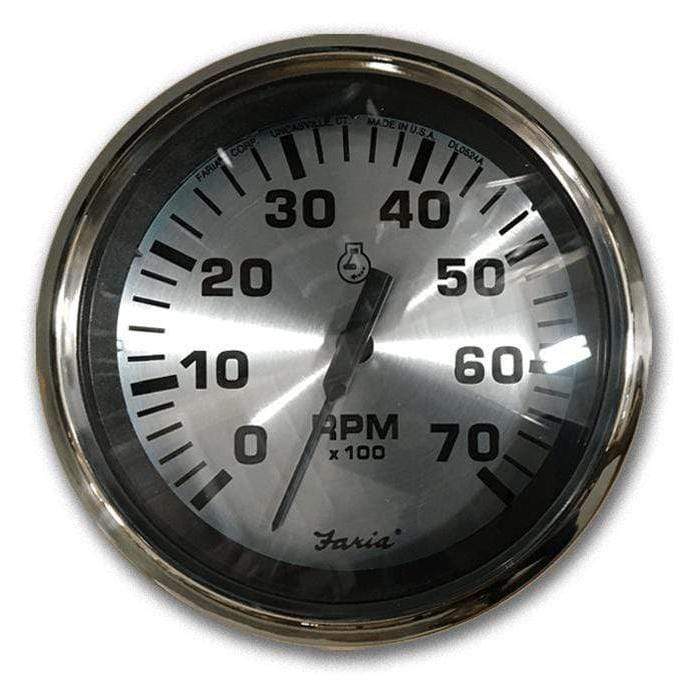 Faria Qualifies for Free Shipping Faria Spun Silver Tachometer 7000 RPM #36005