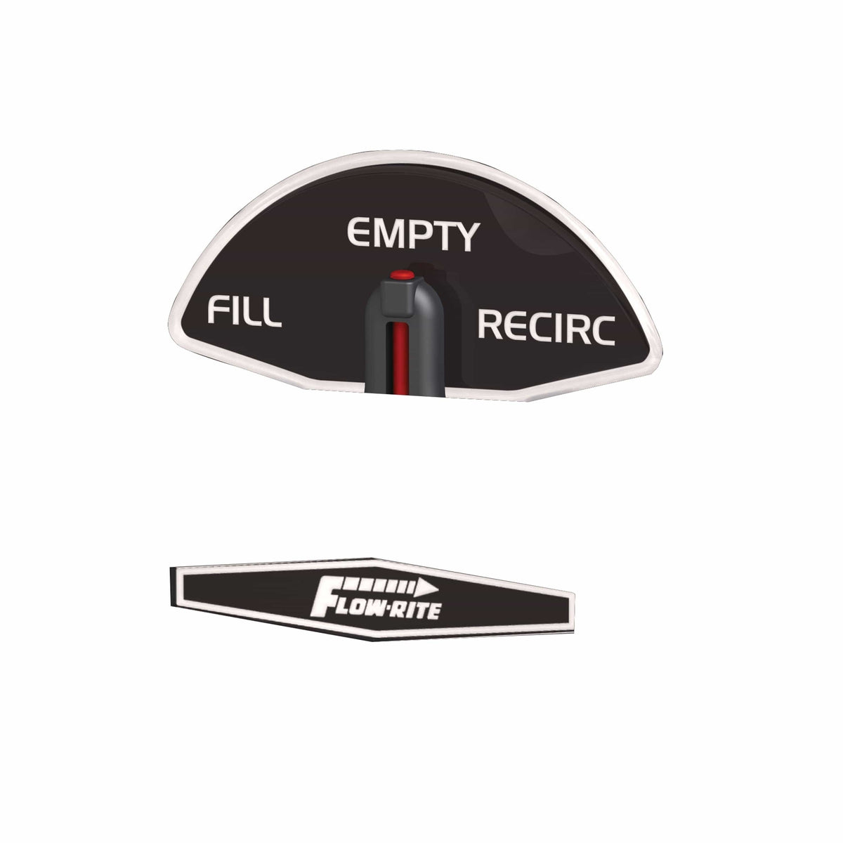 Flow-Rite Sys 4 Actuator Fill/Empty/Recirc Decal Blk/Wht #MD-DCL-004-WHT