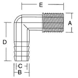 Forespar Qualifies for Free Shipping Forespar 1/2" x 5/8" Male Elbow HECM 8 #901000