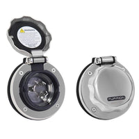 Furrion 30a Stainless Inlet Round with LED #F30ITS-SS