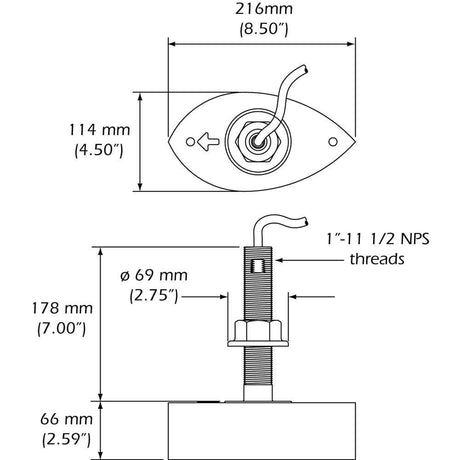 Furuno SS 1kW Transducer with Temp and Block #556TID-HDD