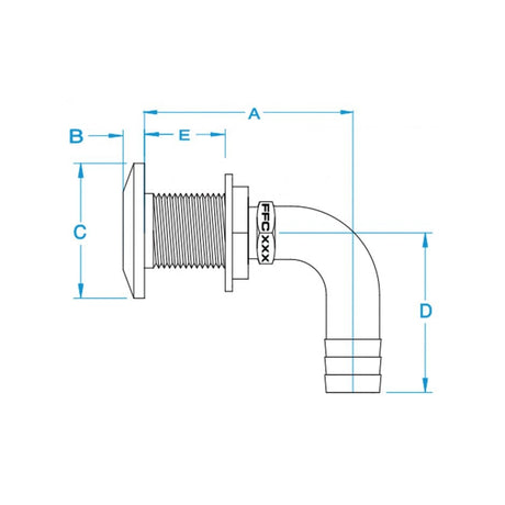 GROCO Qualifies for Free Shipping GROCO 1-1/2" 90" Hose Thru-Hull Fitting #HTHC-1500-S