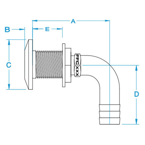 GROCO Qualifies for Free Shipping GROCO 1" 90" Hose Thru-Hull Fitting #HTHC-1000-S