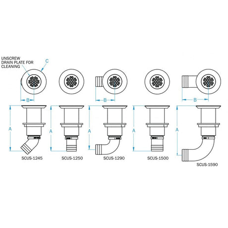 GROCO Qualifies for Free Shipping GROCO Deck Scupper 90-Degree 1-1/4" Hose Connection #SCUS-1290