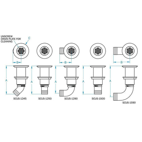 GROCO Qualifies for Free Shipping GROCO Deck Scupper Straight 1-1/2" Hose Connection #SCUS-1500
