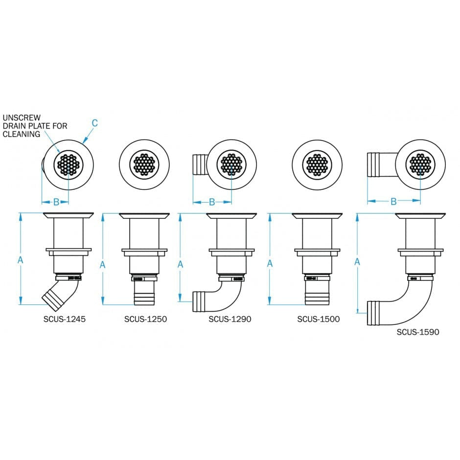 GROCO Qualifies for Free Shipping GROCO Deck Scupper Straight 1-1/4" Hose Connection #SCUS-1250