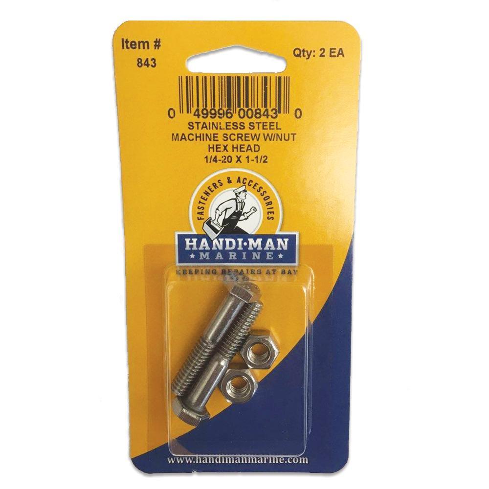 Handi-Man Marine Qualifies for Free Shipping Handi-Man Marine 1/4"-20 x 1-1/2" Hex Mach Screw SS #843