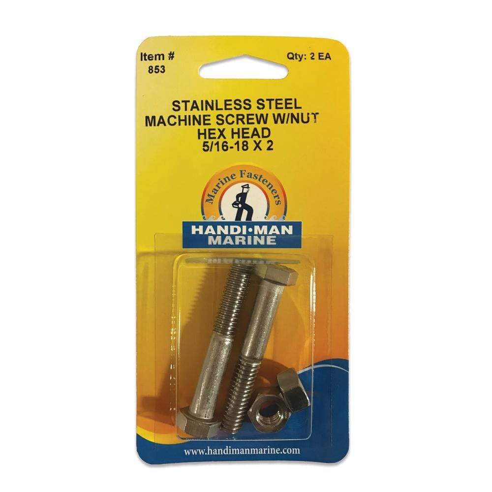 Handi-Man Marine Qualifies for Free Shipping Handi-Man Marine 5/16"-18 x 2" Hex Mach Screw SS #853