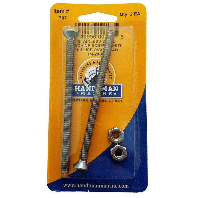 Handi-Man Marine Qualifies for Free Shipping Handi-Man Marine Oval Head Metal Screw Phillips 1/4-20 x 4" #707