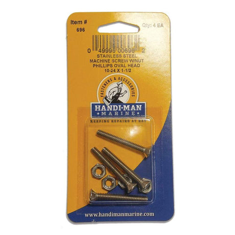 Handi-Man Marine Qualifies for Free Shipping Handi-Man Marine Oval Head Metal Screw Phillips 10-24 x 1-1/2" #696