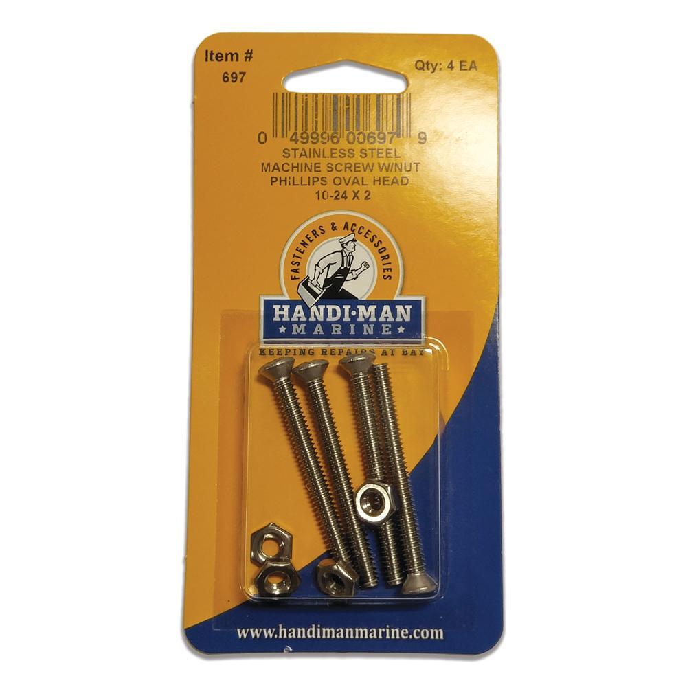 Handi-Man Marine Qualifies for Free Shipping Handi-Man Marine Oval Head Metal Screw Phillips 10-24 x 2" #697