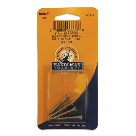 Handi-Man Marine Qualifies for Free Shipping Handi-Man Marine Oval Head Metal Screw Phillips 8 x 1-1/4" #636