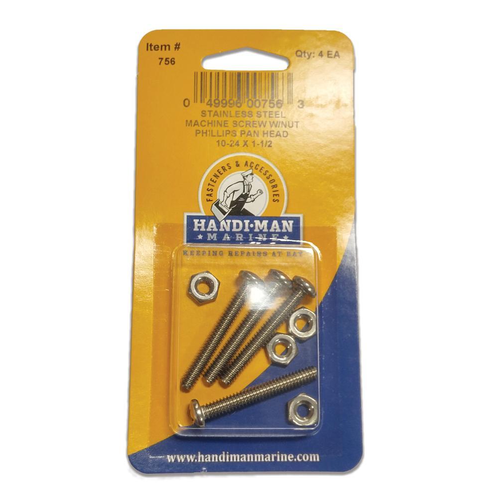 Handi-Man Marine Qualifies for Free Shipping Handi-Man Marine Pan Head Metal Screw Phillips 10-24 x 1-1/2" #756