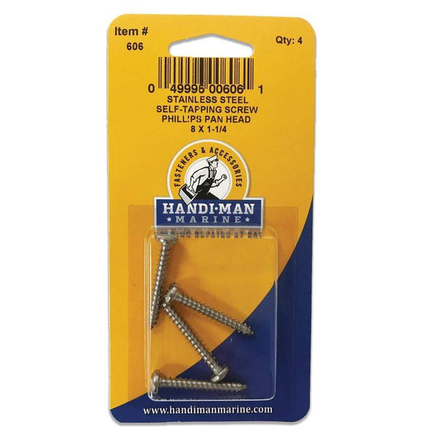 Handi-Man Marine Qualifies for Free Shipping Handi-Man Marine Pan Head Metal Screw Phillips 8 x 1-1/4" #606