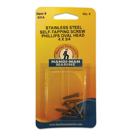 Handi-Man Marine Qualifies for Free Shipping Handi-Man Phillips Self -Tapping Oval Screw Stainless #631A