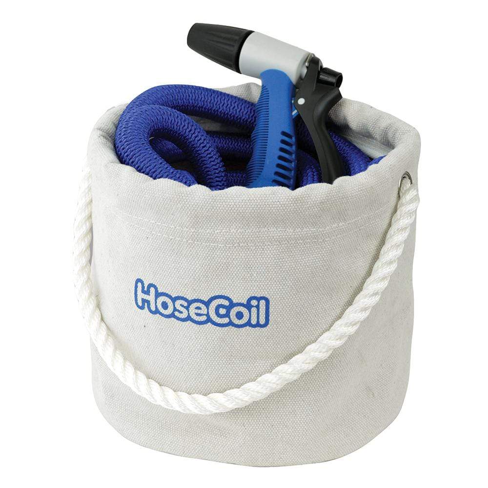 Hosecoil Canvas Bucket 75' Expandable Hose Rubber Tip #HCE75CB