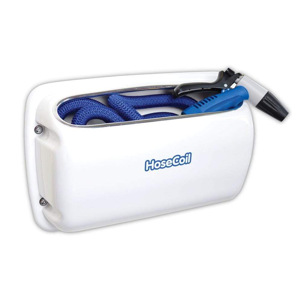 Hosecoil Side Mount Expandable White Enclosure 25' Blue #HCE25SW-BLUE