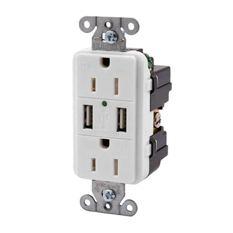 Hubbell Qualifies for Free Shipping Hubbell USB Charge Receptacle White #USB15X2W