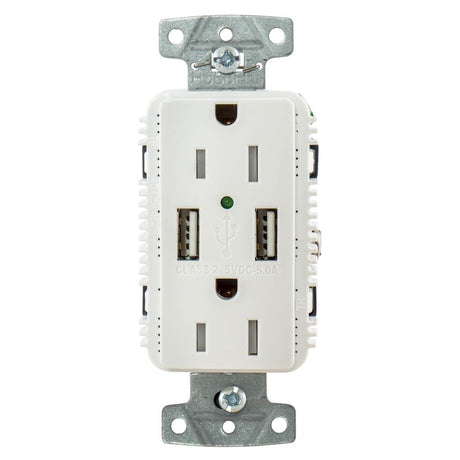 Hubbell Qualifies for Free Shipping Hubbell White Outlet Dual 15a 125v 2-Pole Dual 5a 5v USB Ports #USB15A5W