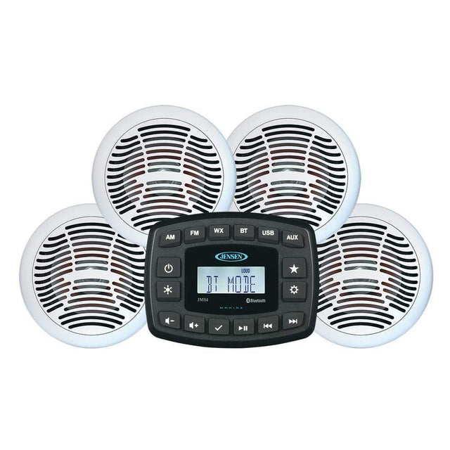 JENSEN Qualifies for Free Shipping Jensen Waterproof AM/FM/BT with 4 AMS602W Speakers #JMS4SPKG