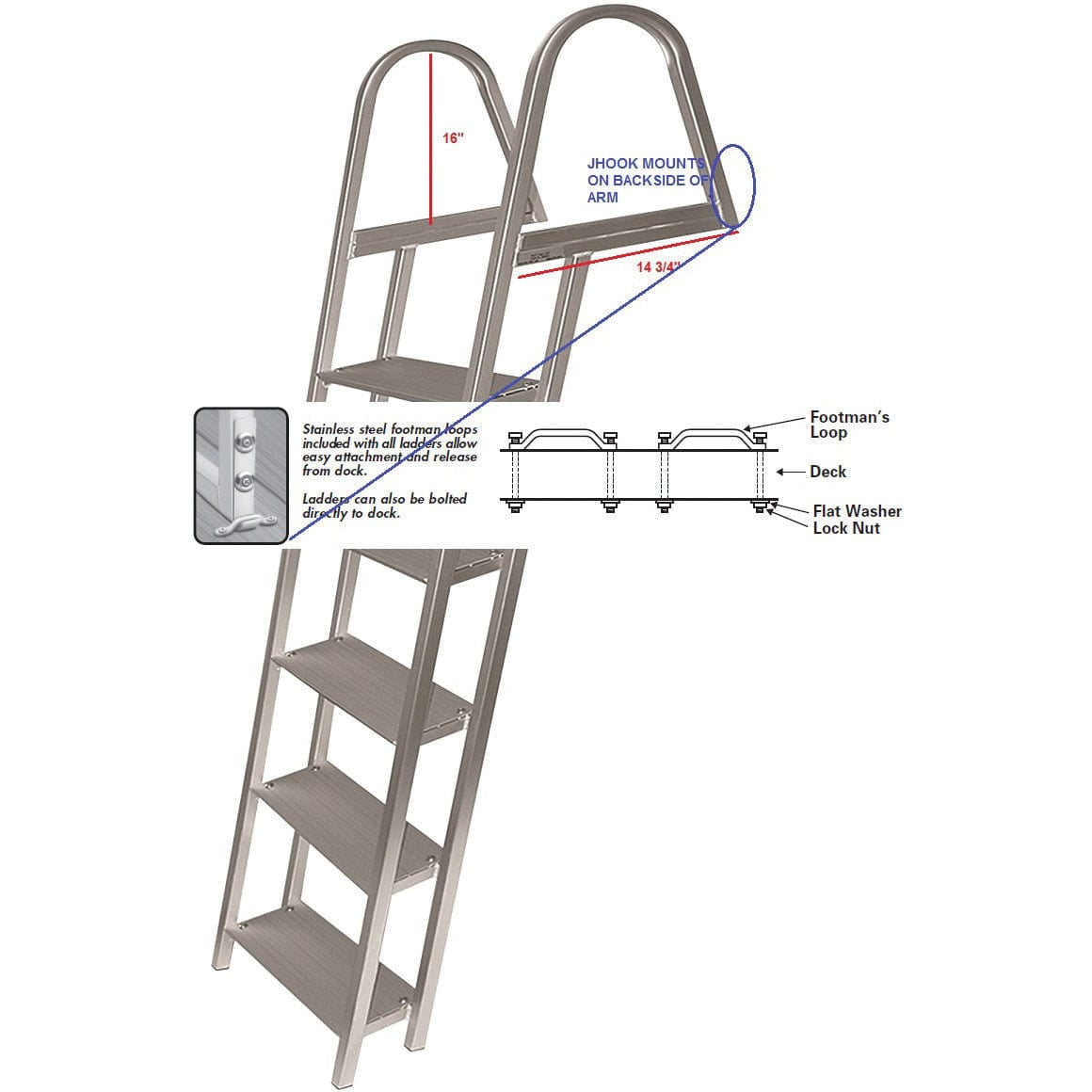 JIF Marine Products Oversized - Not Qualified for Free Shipping JIF Marine Products Dock Ladder 5-Step #ASH2