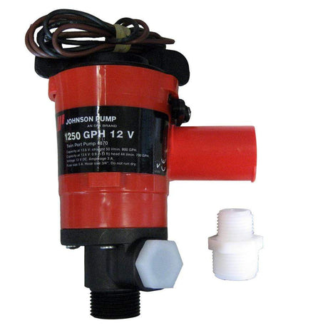 Johnson Pump Qualifies for Free Shipping Johnson Pump 1250 GPH Aerator/Livewell Pump Twin Outlet Ports #48103