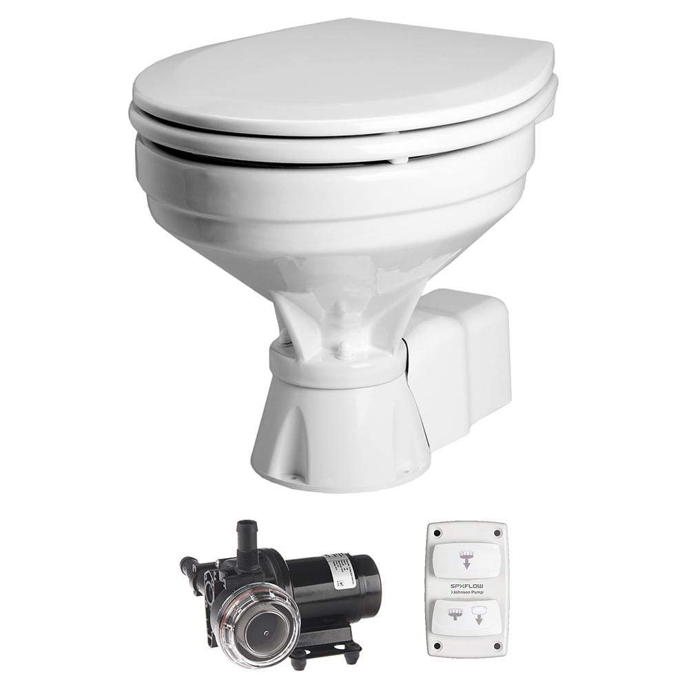 Johnson Pump Not Qualified for Free Shipping Johnson Raw Water Silent Electric Comfort Toilet 12 Volt #80-47232-01
