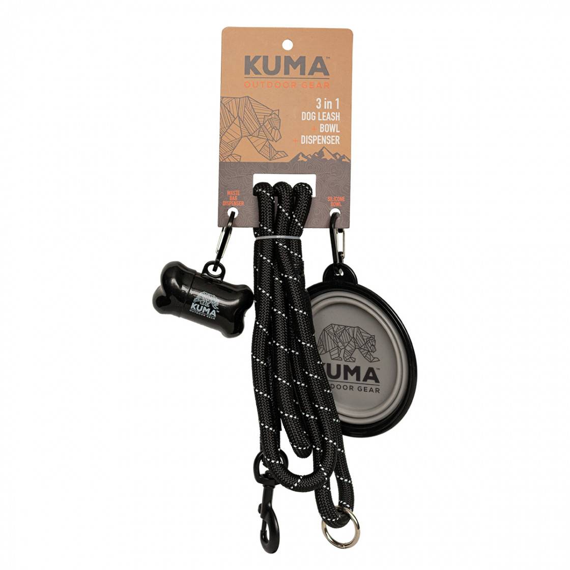 Kuma Outdoor Gear Qualifies for Free Shipping Kuma Outdoor Gear 3-In-1 Dog Leash Black/Gray #KM-31DL-BG