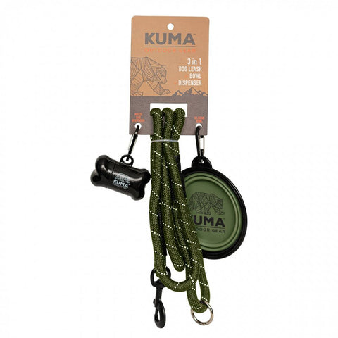 Kuma Outdoor Gear Qualifies for Free Shipping Kuma Outdoor Gear 3-In-1 Dog Leash Green #KM-31DL-GRN