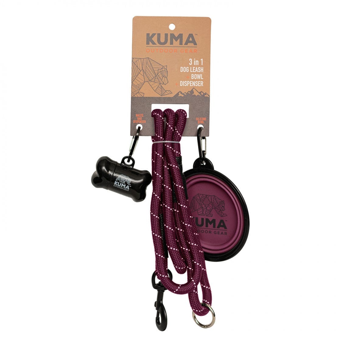 Kuma Outdoor Gear Qualifies for Free Shipping Kuma Outdoor Gear 3-In-1 Dog Leash Purple/Gray #KM-31DL-PUR