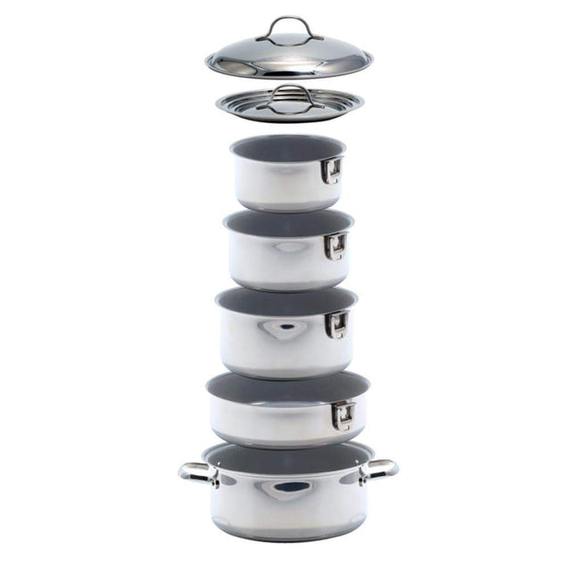 Kuuma Products Qualifies for Free Shipping Kuuma 10-Piece Ceramic Nesting Cookware Set Stainless #58376