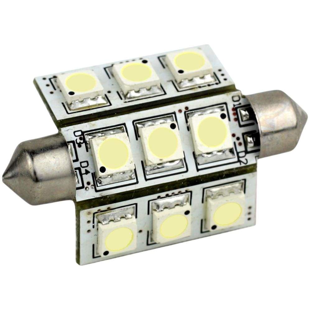 Lunasea Lighting Qualifies for Free Shipping Lunasea Cool White LED Bulb 42mm Festoon 9-LED 10-30v DC #LLB-189C-21-00
