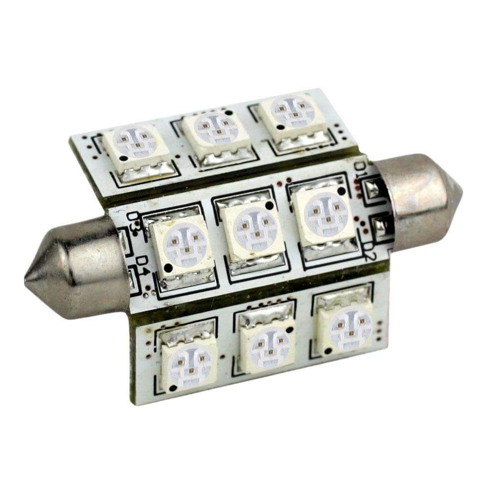 Lunasea Lighting Qualifies for Free Shipping Lunasea White LED Bulb 42mm Festoon 9-LED 8v-30v DC #LLB-189W-21-OZ