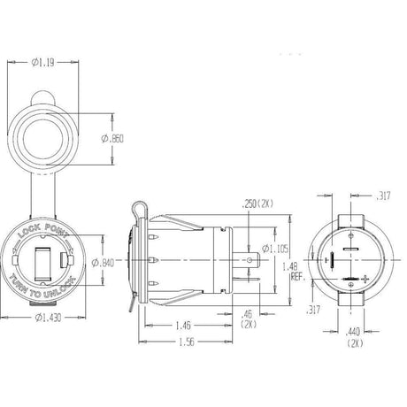 Marinco Recreational Group Qualifies for Free Shipping Marinco 12v Receptacle Black Snap-in #12VRCSP.OEM