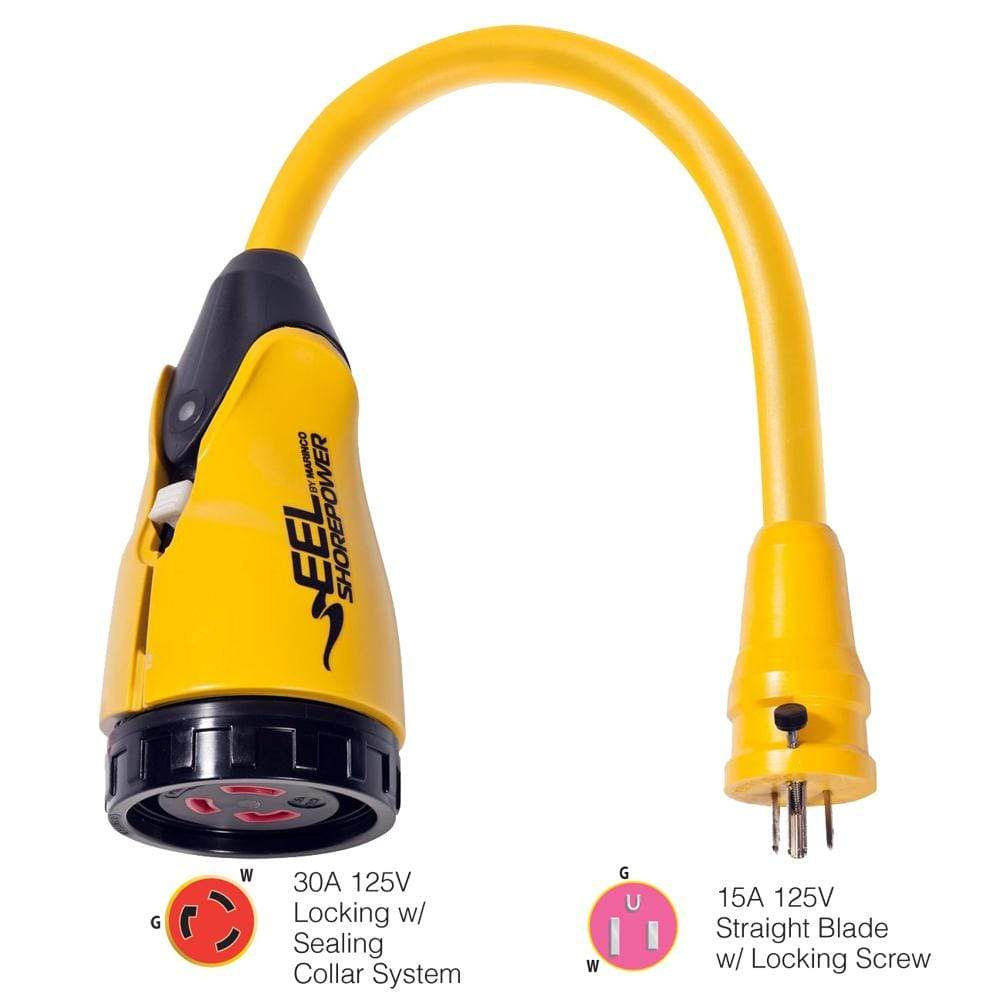 Marinco Recreational Group Qualifies for Free Shipping Marinco EEL Pigtail Adapter 15a M-30a with Light #P15-30