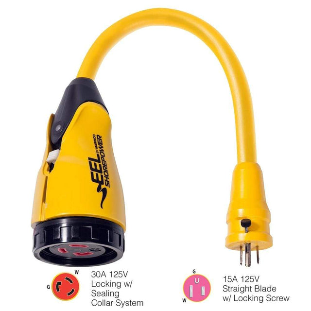 Marinco Recreational Group Qualifies for Free Shipping Marinco EEL Pigtail Adapter 15a M-30a with Light #P15-30