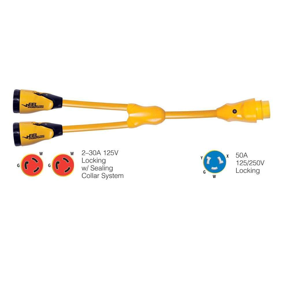 Marinco Recreational Group Qualifies for Free Shipping Marinco EEL Y-Adapter 50A 125V 250V Male #Y504-2-30