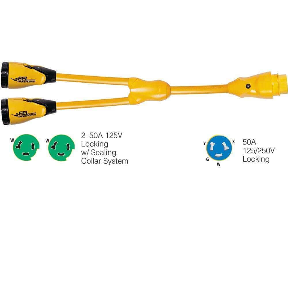 Marinco Recreational Group Qualifies for Free Shipping Marinco EEL Y-Adapter 50A 125V 250V Male #Y504-2-503