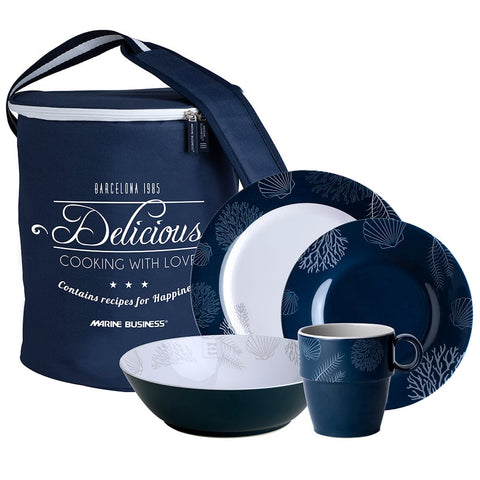 Marine Business Qualifies for Free Shipping Marine Business Living 24-pc Tableware Set & Basket #18144