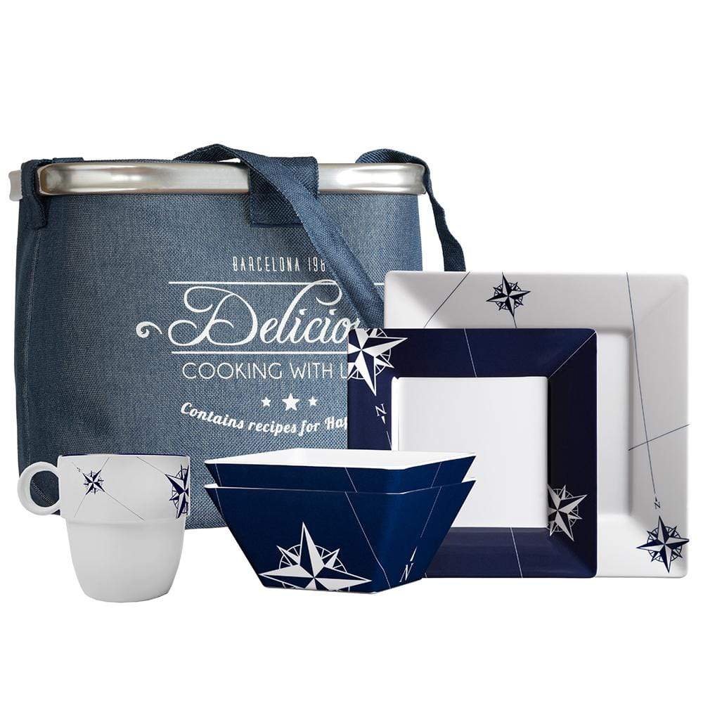 Marine Business Qualifies for Free Shipping Marine Business Northwind 24-pc Square Tableware Set & Basket #15146