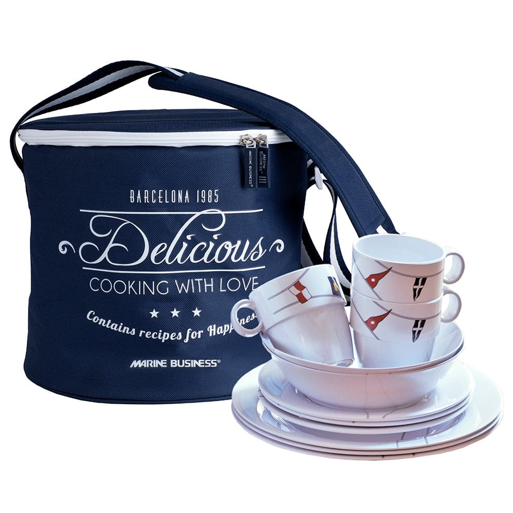 Marine Business Qualifies for Free Shipping Marine Business Regata 16-pc Tableware Set & Basket #12147