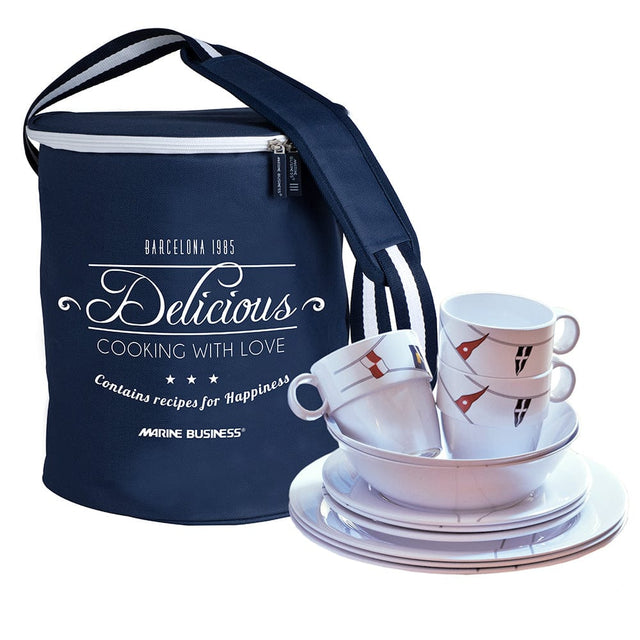 Marine Business Qualifies for Free Shipping Marine Business Regata 24-pc Tableware Set & Basket #12144