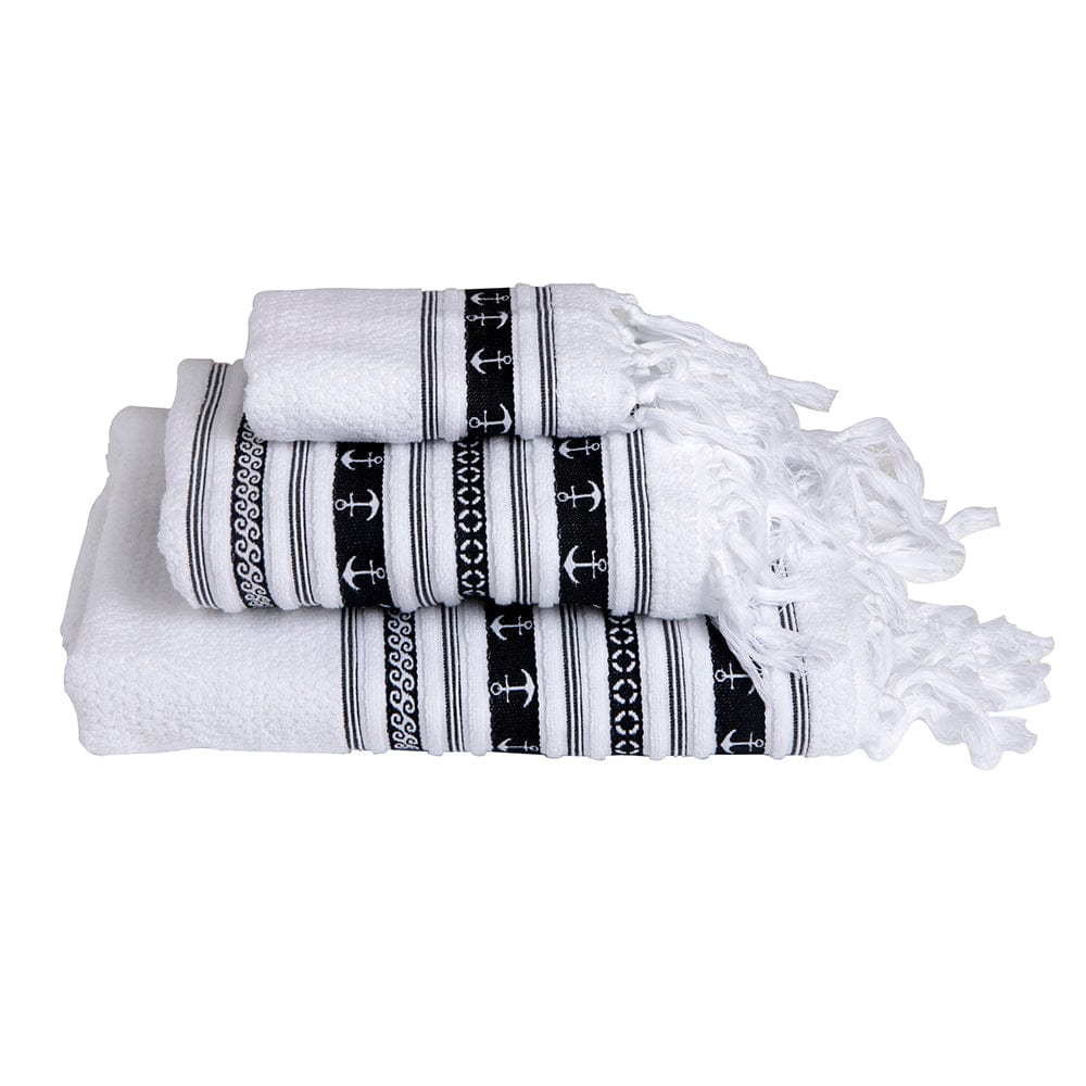Marine Business Qualifies for Free Shipping Marine Business Santorini Towel Set Anchors White #53103
