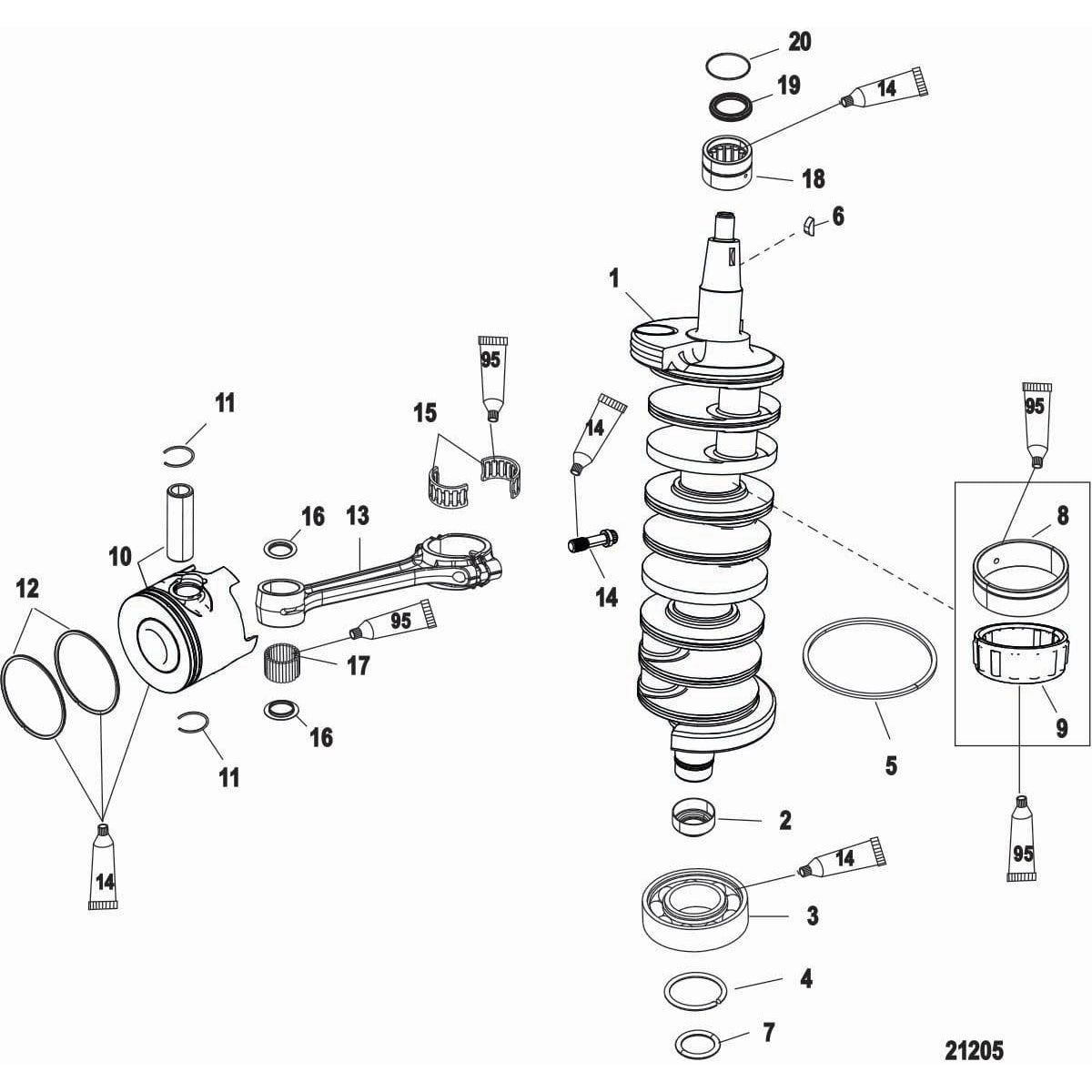 Mercury Marine Qualifies for Free Shipping Mercury Caged Bearing Kit #844338A01